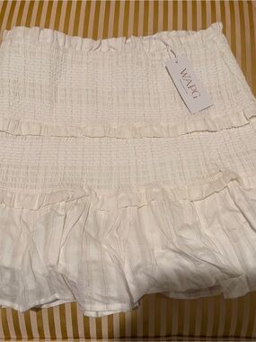 White Smocked Ruffle Mini Skirt